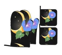 Set di 4 pezzi da cucina WHJSSF Morning Glory on the Moon modello termoisolante e resistente alle scottature per cucina e barbecue all'aperto