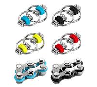 Set di 4 pezzi di catena flippy con 2 pezzi di sei catene a rulli, gioco fidget per alleviare lo stress, portachiavi ad anello in ferro, gioco a catena per bici, adatto per adulti e bambini.