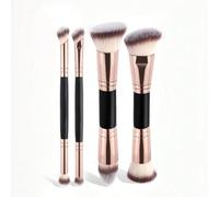 Set di 4 pezzi di ciuffo trucco multifunzionale a doppia estremità - speciale per fondotinta, blush, nostra e cipria libera - setole morbide a 3 colori, strumenti di bellezza delicati sulla pelle - co