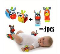 Set di 4 pezzi di giocattoli sonagli per bambini, giocattoli sensoriali per neonati, calzini e braccialetti sonagli per piedi e polsi, regalo di Natale, regalo di Pasqua, giocattoli per neonati, gioca
