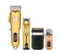 Set di 4 pezzi di tosatrice professionale HIENA con tosatrice ricaricabile senza fili, tosatrice a T, rasoio, trimmer elettrico per peli del naso, liscia e leggera da usare, adatta per famiglie, genit