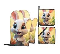 Set di 4 pezzi HHGFASD Surprise Bunny Pattern con fodera morbida e isolamento spesso per cucina e barbecue all'aperto