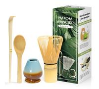Set di 4 pezzi Matcha - Frusta in Bambù, Cucchiaio, Pala e Portaborraccia - Scatola Blu Caffè Sfumato