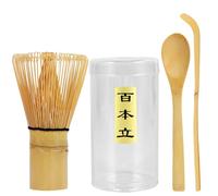 Set di 4 pezzi Matcha, set di base tradizionale con scopa in bambù, paletta, cucchiaino, porta frusta, set perfetto per principianti, matcha fatto a mano per l'ultima esperienza Matcha