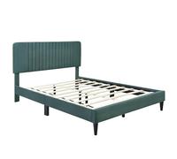 Set di 4 pezzi per camera da letto, letto queen size, con piattaforma imbottita con due comodini e panca portaoggetti, per mobili da camera da letto interna