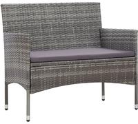 set di 4 pezzi per salotto da giardino con cuscini in poly rattan grigio