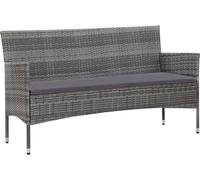 set di 4 pezzi per salotto da giardino con cuscini in poly rattan grigio