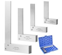 Set di 4 pezzi quadrati per macchinista, utensili di precisione ad angolo retto a forma di L, per lavorazione del legno e lavorazione del metallo, include quadrati da 5, 7, 10 e 15 cm, con custodie