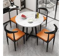 Set di 4 pezzi tavolo da pranzo rotondo, multiuso come tavolino da caffè, per casa, balcone, area ricreativa, reception ufficio, sala conferenze, salotto e soggiorno, arancione, 70 cm