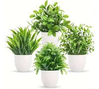 Set di 4 piante artificiali di lavanda con vasi di plastica per abbellire la casa, l'ufficio, gli appartamenti e gli spazi condivisi (bianco)