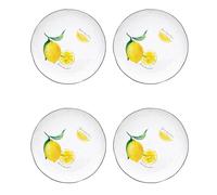 Set Di 4 Piatti AMALFI CON LIMONI Bianchi E Gialli D. 26Cm Porcellana EASY LIFE