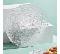 Set di 4 piatti da insalata in vetro trasparente, per dessert, antipasti, frutta, snack, lavabili in lavastoviglie e impilabili, design in vetro testurizzato con fiocco di neve (8.5inch, 4pcs)