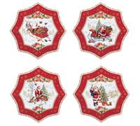 EASY LIFE Set 4 piatti in porcellana 16 cm con Babbo Natale CHME1002