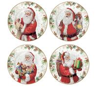 Set Di 4 Piatti Da Torta SANTA IS COMING D. 19cm Porcellana In GB Easy Life
