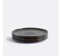 Set di 4 piatti in gres smaltato reattivo, Zuka Marrone TU