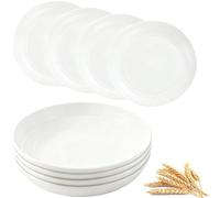 Set di 4 piatti in plastica riutilizzabili, 20 cm, infrangibili, piatti da campeggio leggeri per picnic, insalata, pasta, feste, casa, ufficio, lavastoviglie e microonde (bianco)