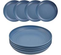 Set di 4 piatti in plastica riutilizzabili, 20 cm piatti inossidabili per campeggio, picnic, insalata, pasta, festa, casa, ufficio, lavabili in lavastoviglie e adatti al microonde (Blu scuro)