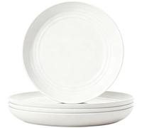 Set di 4 piatti in plastica riutilizzabili, 23 cm, infrangibili, piatti da campeggio leggeri per picnic, insalata, pasta, feste, casa, ufficio, lavastoviglie e microonde (bianco)