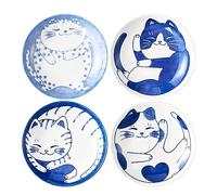 Set di 4 piatti per salsa di soia a forma di gatto da 10 cm, ciotole in ceramica per gatti, piatti giapponesi, ciotole, snack, piccoli piattini in ceramica, set di piatti per sushi, mini ciotole,