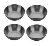 Set di 4 piattini in acciaio inox, per servire salse, noci e snack a casa o al ristorante, e facile da pulire (nero)