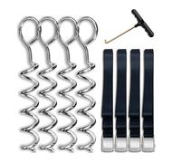 Set di 4 picchetti per tenda da campeggio con picchetti portatili per trampolino con cinghie di ancoraggio a spirale di ancoraggio a terra accessori per tenda