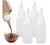 Set di 4 piccole bottiglie riutilizzabili da spremere per liquidi, in plastica, piccole salse per condimenti, salse da viaggio, mini bottiglia per il pranzo (30 ml)