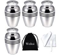 Set di 4 piccole urne funebri in metallo duro, per ceneri umane o di animali domestici, in metallo duro, con 4 sacchetti di velluto (4 urne personalizzabili)