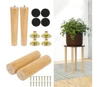 Set di 4 Piedini di Ricambio, Gambe per Mobili Conico, Piedini per Divanoper Letto, Sedia, Comò, Gambe per Tavolo 8/10/15/20/30cm in Legno Roveto con Viti e Piastra di Montaggio(12cm)