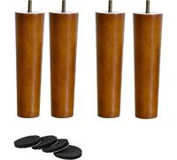 Set di 4 piedini in legno di noce con bullone M8 in pino per mobili, divani, tavoli, mobili perfetti per rinnovare la casa e progetti fai da te