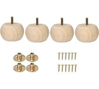 Set di 4 piedini per chignon, 5,1 cm, in legno massiccio massiccio, rotondi, per divano, divano, armadio, ottomano, fai da te, gambe per mobili in legno