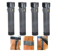Set di 4 Piedini per mobili, Gambe tubolari con serraggio ad Altezza Regolabile, Gambe quadrate in Metallo per Il Sollevamento del Letto, Gambe per Letto con Gancio a pizzicamento a Fila, PE