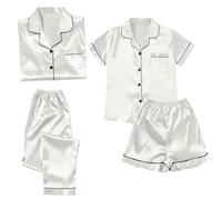 Set di 4 pigiama da donna in raso, biancheria da notte, pigiama estivo, set da camici e pantaloncini, taglie grandi