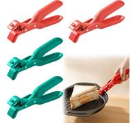 Set di 4 pinze da cucina in silicone, clip anti-scottatura, multiuso per la cucina, pinze per carne, pinze per pasta (verde, rosso)