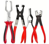 Set di 4 pinze per fascette stringitubo, kit professionale per fascette stringitubo con manici ergonomici rossi, pinze per tubazioni carburante in acciaio ad alto tenore di carbonio per riparazione e