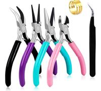 Set di 4 pinze per gioielli, pinze a becco di precisione, tronchesi tonde e pinze piatte in acciaio inox, per la creazione di gioielli e riparazione, con apriscatole e pinzette