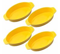 Set di 4 pirofile ovali in ceramica con manici, da forno a tavola, ideali per lasagne/torte/casseruole/tapas (5 x 12 x 22 cm/8,5 pollici) giallo