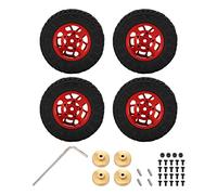 Set di 4 Pneumatici in Gomma da 55 mm con Cerchioni in Lega di Alluminio e Contrappesi in Ottone per Auto Radiocomandata Axial SCX24 124 (Rossa)