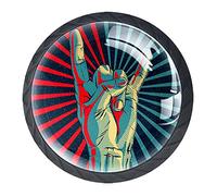 Set di 4 pomelli a mano in Rock and Roll per armadietti, cassetti, armadi, credenze, armadi, porte, cucine