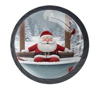 Set di 4 pomelli decorativi a forma di Babbo Natale, per armadietti da cucina, cassettiere, cassetti, cassettiere, credenze, armadi
