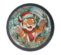 Set di 4 pomelli decorativi a forma di tigre natalizia per armadietti da cucina, cassettiere, cassetti, cassetti, cassettiere, credenze, armadi