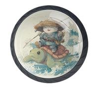 Set di 4 pomelli decorativi per armadietti da cucina, a forma di tartaruga, a forma di gatto in stile cartone animato, per cassetti, cassettiere, armadi, armadi
