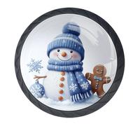 Set di 4 pomelli decorativi per armadietti da cucina, con pupazzo di neve di pan di zenzero, per cassettiere, armadi, cassetti