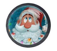Set di 4 pomelli decorativi per armadietti da cucina, stile vintage, a forma di Babbo Natale, per cassetti, cassettiere, armadi, armadi