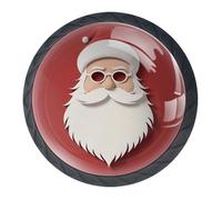 Set di 4 pomelli decorativi per mobili da cucina, a forma di Babbo Natale, colore rosso, per cassettiere, armadi, cassetti