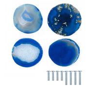 Set di 4 pomelli per armadietti in pietra di agata naturale a forma di modello, maniglie per mobili e accessori per la decorazione della casa con vite (blu)