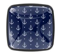 Set di 4 pomelli rotondi per cassetti e cassettiere, con ancora, colore blu marino, per mobili, credenze, cucina, bagno, camera da letto