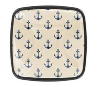 Set di 4 pomelli rotondi per cassetti e cassettiere, con ancora nautica, beige, per mobili, credenze, cucina, bagno, camera da letto