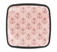 Set di 4 pomelli rotondi per cassetti e cassettiere, con ancore rosa a forma di nave nera, per mobili, credenze, cucina, bagno, camera da letto