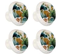 Set di 4 pomelli rotondi per cassettiera, con motivo a foglie di ginko, in ABS, per armadietti da cucina, armadio, camera da letto