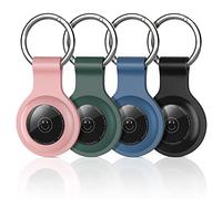 [Set di 4] Porta Airtag - Custodia in silicone con portachiavi per Air Tag - Custodia anti-perdita e resistente ai graffi per chiavi, borse e collari per animali - Adatto per Airtag Apple